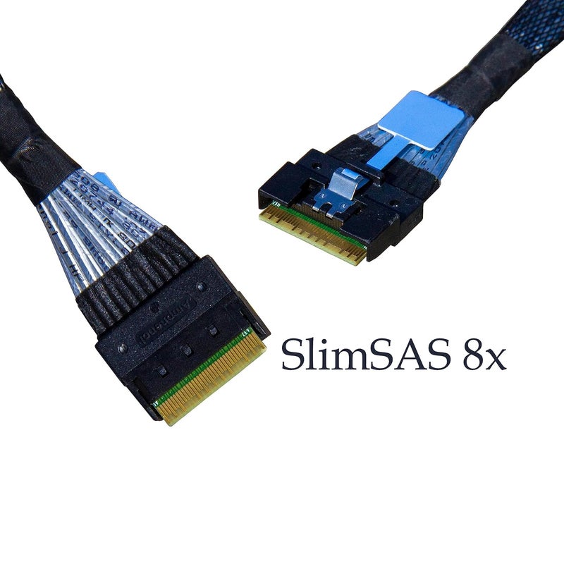 DiliVing 𝐃𝐢𝐋𝐢𝐧𝐤𝐞𝐫 𝐌𝐂𝐈𝐎 x8 to 𝐒𝐥𝐢𝐦𝐒𝐀𝐒 x8,𝐒𝐅𝐅-𝐓𝐀-𝟏𝟎𝟏𝟔 74Pin to 𝐒𝐅𝐅-𝟖𝟔𝟓𝟒 74Pin,PCIe Gen5 Mini Cooledge IO，Double Straight Cable 100CM (CBL-MCIO-1270S4T2) - Image 3